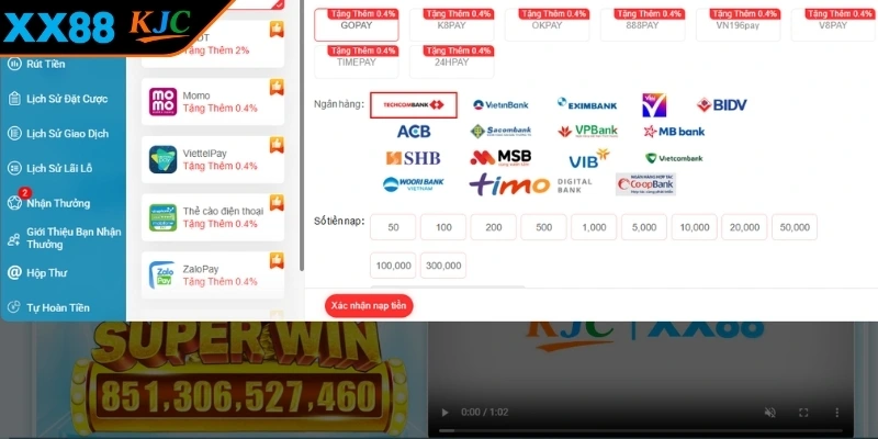 Nạp tiền XX88 nhanh lẹ qua thẻ ngân hàng